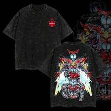 Rider4U Kamen Rider Kabuto Oversized Washed T-Shirt 100% Premium Cotton Classic Fit Sizes S-5XL Men's Clothing Soft T-Shirt Made In USA Premium Clothing Summer Sets - 寶藍色 - 查看 5
