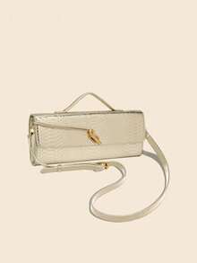 Dedoo Handtasche im Briefumschlag-Design, hochwertig, neuer Stil, europäisch-amerikanischer Mode, Krokodilmuster, Abendtasche, Schultertasche, Umhängetasche - Gold - Übersicht 4