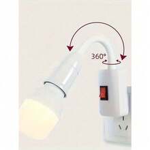 portalámparas E27 con base LED, cabezal giratorio de enchufe directo con interruptor, enchufe estadounidense, para lámpara de mesa LED - Blanco - Ver 2