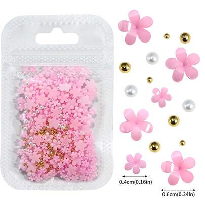 Trang trí móng tay hoa 3D, móng tay giả đính đá và hạt cườm acrylic hình hoa, phụ kiện thiết kế móng tay phù hợp cho phụ nữ và bé gái tự làm móng.