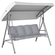 3 Seater Garden Swing Chair, Patio Rocking Bench With Tilting Canopy, Removable Cushion - Brown - View 2