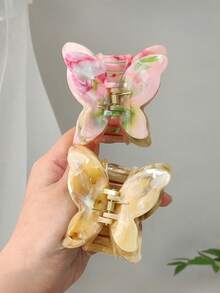 1 chiếc kẹp tóc hình bướm bằng axetat, kẹp tóc cao cấp kiểu nhuộm tie-dye, phụ kiện tóc nửa buộc nữ tính. - Nhiều màu - Xem 5