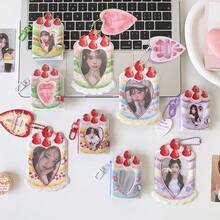 1 chiếc giá treo thẻ hình dâu tây hoạt hình tối giản thời trang 3 inch, giá trưng bày thẻ dành cho fan K-Pop, học sinh, sinh viên, giá đựng thẻ tàu điện ngầm - Hình chữ nhật - Xem 10