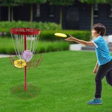 Golf Basket 24-Chain Disc 25.39in Iron Target With Wind-Resistant Base For Backyard Park Practice Etc - 紅色 - 查看 3
