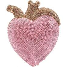 Heart Shaped Diamond Evening Bags Women  Gorgeous Metallic Rhinestone Purses Ladies Unique Handbags Wedding Party Women Red Heart Shaped Crystals Evening Bag Wedding Party Diamond Clutch Purse Luxury Rhinestone Handbag Pink Wallet Bags - 粉色 - 查看 6