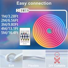 1条RGB LED霓虹灯带,柔性LED灯带,音乐同步,按钮控制,适用于家庭节日和派对装饰、圣诞装饰,USB供电,LED灯,适用于圣诞派对室内照明、节日装饰、活动照明、装饰照明、动态照明,高品质灯带,照明,智能照明,活动策划,节日购物者 - 彩虹燈 - 查看 5