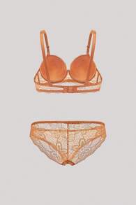 2pcs Women's Undergarment Set (With Underwire Bra & Panty) Lingerie - Yellow - View 2