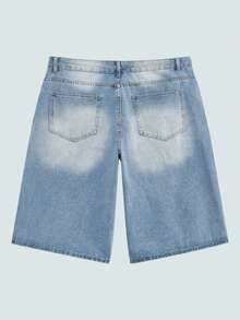 Modcrash Pantalones cortos tipo bermuda para hombre, estilo urbano casual, de mezclilla, pierna ancha holgada y corte relajado, primavera verano, unisex - Lavado ligero - Ver 3