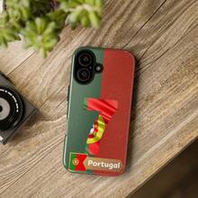 [Expédition sous 24h depuis DE/FR/ES] Coque de téléphone Apple 17 16 15 Promax 21 22 23 24 25 Ultra GalaxyNumber 7 Portugal, style maillot de football avec drapeau portugais - FL 2-en-1 Mat Épais - Voir 8