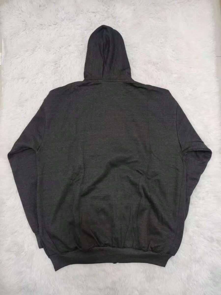 R&S Men's Plus Size Basic Plain Fleece Sweatshirt (Sizes G1, G2, G3) With Hood, Zipper, And Pocket - 深灰色 - 查看 1