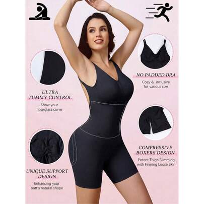 1 pièce Body sans couture et sans dos pour femmes, gaine de taille fine et respirante pour l'été, contrôle du ventre, releveur de fesses, bretelles réglables, port invisible, convient pour le layering ou les vêtements extérieurs, crée une silhouette en S