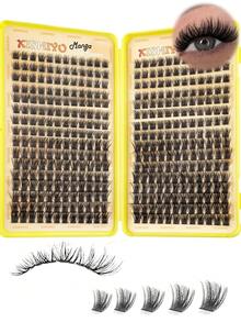 384/448pcs Individual False Eyelashes, Eyelash Book, Cluster Fake Eyelashes, DIY Home Eyelash Extension, Cluster Fake Eyelashes, Individual False Eyelashes, False Eyelashes - D - View 4
