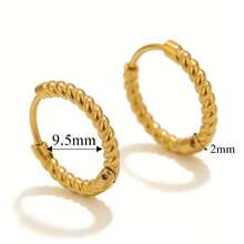 6 piezas de pendientes de aro retorcidos en dorado y plateado, con cierre de resorte de acero inoxidable 304 para hacer joyas de oreja DIY - pendientes - Ver 7