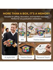 12 Clear Candy Boxes Shaped Like Graduation Caps With Tassels, Perfect For Back-To-School Gifts, Classmate Party Gift Wrapping, Graduation Party Decorations, Gift Boxes, Suitable For Event Decorations, Celebrating Graduation, And Party Favors. - Multicolor - View 6