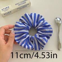 1个/2个蓝色条纹发圈，2026款优雅奢华发绳发饰 - 天藍色 - 查看 8
