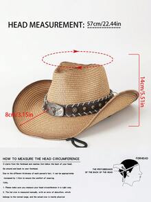 1 chiếc mũ lưỡi trai chống nắng họa tiết cao bồi miền Tây cho nữ, mũ đi biển chống nắng đa năng thời trang xuân/hè cho nam nữ - mũ đội đầu - Xem 3