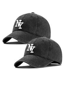 2pcs Unisex Letter Decor Vintage Washed Baseball Cap, Trucker Hat, Dad Hat, Suitable For Outdoor, Travel, Hiking, Beach - C - View 14