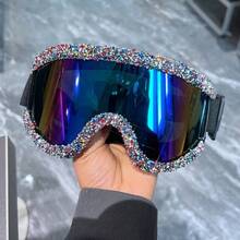 Full Decor Skiing Goggles Windproof Cycling Motorcycle Goggles Winter Anti-Fog Snowboard Ski Glasses Ski Goggle Fashion Glasses Party Shades Accessories Halloween Beach Accessories Glasses Shades - Black - View 4