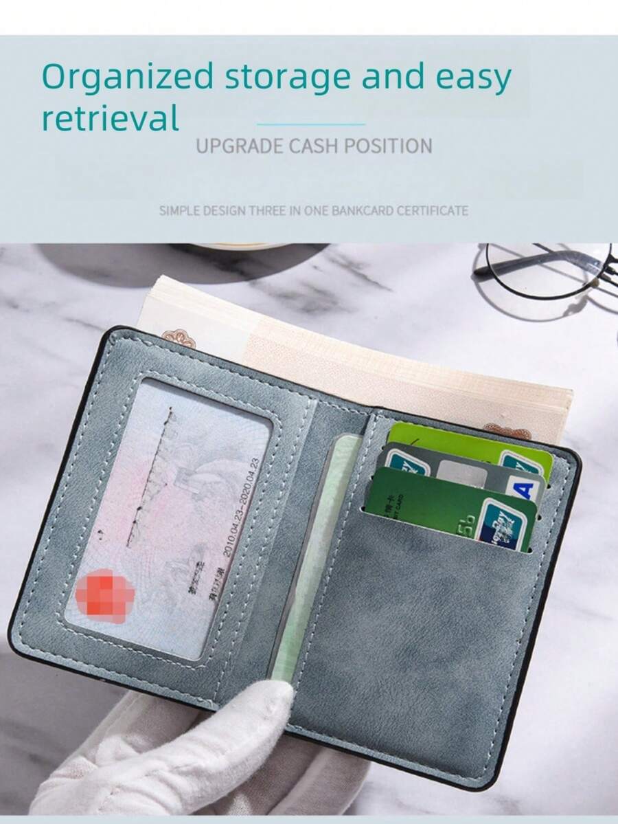 1 buah Dompet Kartu Kredit Kulit PU Ultra Tipis, Desain Ringkas, Gaya Minimalis, Dompet Saku Depan, Sempurna Untuk Pria Untuk Menyimpan Uang Tunai, Kartu Kredit, SIM, dll.
