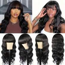 24-40 Inch Black Straight HD Lace Front Wigs Human Hair Wigs With Bangs For Women Straight Wear And Go Glueless No Lace Closure Wigs For Beginners Brazilian Virgin Human Hair Middle Part For Women - Body Wave - 查看 6