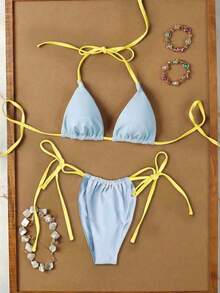 Bộ bikini hai mảnh kẻ caro tím trắng dành cho nữ năm 2026, kiểu dáng ngọt ngào và gợi cảm, phù hợp cho kỳ nghỉ lãng mạn, đi biển mùa hè, trang phục sinh nhật cho nữ, đồ tập thể dục cho nữ, váy thanh lịch cho nữ, trang phục đi nghỉ mát cho nữ, áo thun thường ngày cho nữ. - Nhiều màu - Xem 3