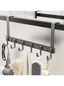 1pc No-Drill Door Back Hanging Rack, Wall-Mounted Coat Rack, Bathroom Towel Rack, Door Back Clothes Rack, Entryway Key Rack. Suitable For Kitchen, Bathroom Door Hanging Storage, Room Decoration, Home Decor, Kitchen Accessories - Multicolor - View 7