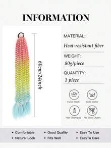Ponytail Extension With Hair Tie 24 Inch Colored Hair Extensions For Braiding Colorful Ombre Pony Tail Hair Extensions For Braids Rainbow Festival Rave Crazy Hair Day 1 Pack (Pink Yellow Blue) - Multicolor - View 5