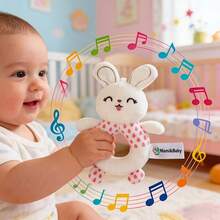 1pc Easy-Grip Baby Rattle Toy - Adorable Cartoon Sheep/Fox Shaped Design With Musical Notes, Durable Polyester Material, Perfect For Car Seat, Strolling, Playtime, Daycare Toys | Musical Rattle | Soft Texture (Multiple Styles Available) - Multicolor - View 2