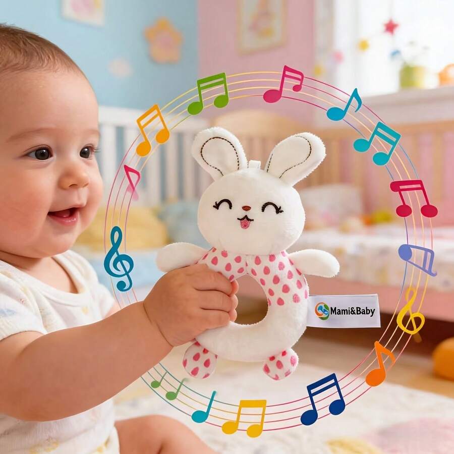 1pc Easy-Grip Baby Rattle Toy - Adorable Cartoon Sheep/Fox Shaped Design With Musical Notes, Durable Polyester Material, Perfect For Car Seat, Strolling, Playtime, Daycare Toys | Musical Rattle | Soft Texture (Multiple Styles Available)