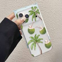 1 pièce Coque de téléphone transparente antichoc, coque souple en TPU avec motif peint UV de palmier et jus de noix de coco, convient pour IPhone7/8/7PLUS/8PLUS/X/XS/XR/XSMAX/11/11PRO/11PROMAX/12/12PRO/12PROMAX/12MINI/13/13PRO/13PROMAX/13MINI/14/14PRO/14PROMAX/14PLUS/15/15PRO/15PROMAX/15PLUS/16/16pro/16promax/16PLUS/17/17pro/17promax/AIR - Multicolore - Voir 5