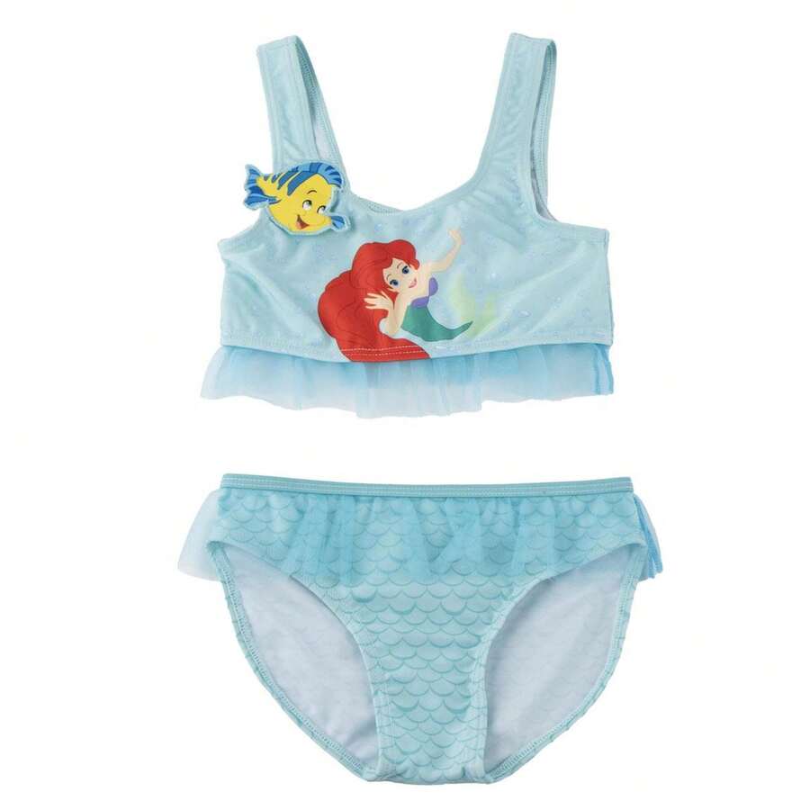 Bộ bikini nàng tiên cá Ariel cho bé gái - Bộ 2 mảnh màu xanh ngọc có bèo nhún, chất liệu co giãn, sản phẩm chính thức của Disney, size 5 tuổi, thích hợp cho bãi biển và hồ bơi ⚫ Miễn phí vận chuyển ✅ Giao hàng trong 24/48 giờ đến Tây Ban Nha lục địa - Lựa chọn 7 - Xem 1