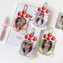 1 chiếc giá treo thẻ hình dâu tây hoạt hình tối giản thời trang 3 inch, giá trưng bày thẻ dành cho fan K-Pop, học sinh, sinh viên, giá đựng thẻ tàu điện ngầm - Hình chữ nhật - Xem 7