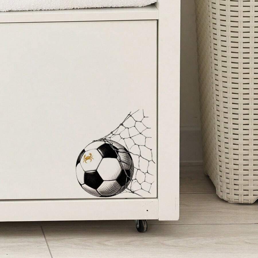 1pc Football Wall Stickers ,2D Printed Wall Sticker , Suitable As A Gift For Window Sticker , Creative Self-Adhesive , Suitable For Bedroom And Living Room, Bedroom, Dining Room, Study, Bathroom