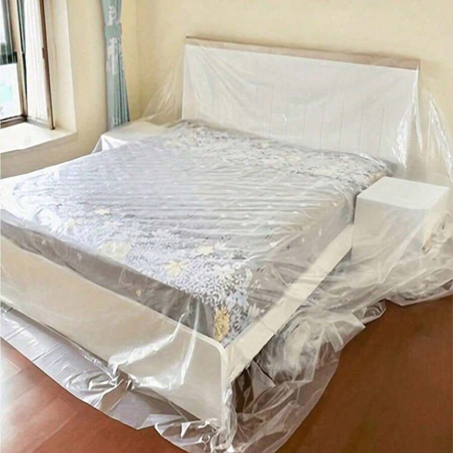 Tấm phủ chống bụi dùng một lần, màng nhựa bảo vệ toàn diện cho đồ nội thất/sofa/giường, vật dụng bảo vệ đồ gia dụng đa năng. - Trong sáng - Xem 1