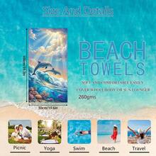 1 pieza Toalla de playa con diseño de delfín de tema oceánico, manta de playa extra grande de microfibra súper suave, toalla de baño súper absorbente, adecuada para viajes, piscina, buceo, surf, yoga, camping, disponible en varios tamaños, accesorios de playa para playa, piscina, viajes, camping, yoga - delfín - Ver 12