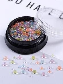 2盒幻彩美人魚美甲珠組，混色尺寸1/2/3mm & 2.8mm AB色氣泡樹脂美甲魚子珠，夏季彩虹水滴美甲飾品，DIY壓克力美甲、美甲沙龍美甲配件用品 - 彩色 - 查看 5