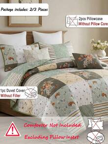Set Sprei Gaya Retro Bohemian Motif Bunga dari Serat Poliester, 3 Buah, Termasuk 1 Sprei dan 2 Sarung Bantal, Cocok untuk Kamar Tidur Rumah, Dekorasi Sepanjang Musim, Suasana Kamar Tidur, Perlengkapan Tidur Musim Semi/Panas, Setel Kamar Tidur Vintage - MultiWarna - View 3