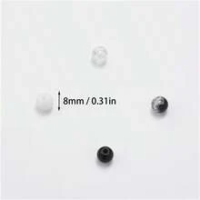 Bộ 12 hạt cườm thủy tinh đen trắng, hạt tròn trong suốt 8mm, có hiệu ứng nứt, dùng để tự làm vòng tay, vòng cổ, dây đeo điện thoại và các phụ kiện thủ công khác. - Nhiều màu - Xem 5
