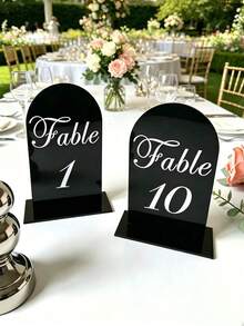 10pcs Transparent/White/Black Acrylic Curved Table Number Holders With Stands, Elegant Minimalist Decor For Wedding Receptions, Engagement Parties, Birthdays And Formal Events - Seat Card B - View 15