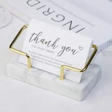 [Luxury Marble Business Card Holder] Elegant Business Card Holder With Metal Frame - Elegant Desktop Name Card Clip Double Slot Desktop Card Organizer, Metal Business Card Storage Box For Office & Front Desk, Ideal For Conference Gifts - Multiple Styles - View 12