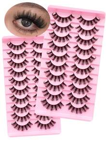 10 Pairs DD Curl Lightweight European And American Style 3D Natural Faux Mink Cartoon Style False Eyelashes, One-Piece False Eyelashes - TK56 - View 1