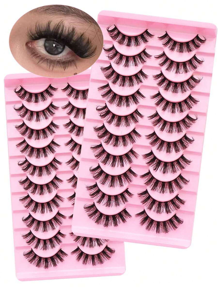 10 Pairs DD Curl Lightweight European And American Style 3D Natural Faux Mink Cartoon Style False Eyelashes, One-Piece False Eyelashes - TK56 - View 1