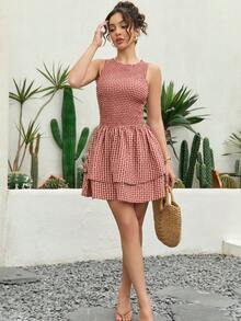 Women's Sleeveless Fitted Mini Skater Dress, Sweet French Style Suitable For Campus, Picnic, Travel, Date, Vacation - Multicolor - View 1