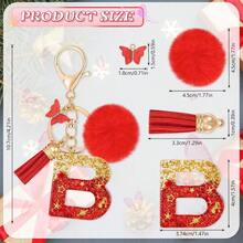 Resin Letter B Keychain, Car Keyring, Red Keychains For Women Bag Decor - 紅b - 查看 4