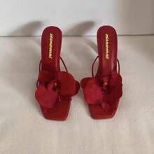 Romantic 3D Floral Sandals Women Summer Sexy Thong High Heels Kitten Heel Mules Open Toe Slip On Slides Lightweight Comfortable Non Slip Footwear Outdoor Walking Shoes Casual All Match Fashionable Vacation Essentials Cruise Wear Wedding Guest Slippers  Boho Aesthetic Breathable Soft Sole High Sandals Summer Fashion Indoor Outdoor Use Pool Slides Water Resistant Durable Material Stylish Summer Party Sandals Wide Width Friendly Comfortable Daily Wear Slides Chic Flower Design Sandals Designer Style Summer Heels Lightweight Travel Gear Fashionable Open Toe Slippers Gift For Friend Sister Mother  Summer Collection Beach Party Essentials Flower Sandals Floral Applique High Heel Flip Flops Comfort Walking Shoes Romantic Vacation Style Sandal Set Breathable Soft Stiletto Slippers Casual Outdoor Slides Anti Chafing Slides Elegant Footwear Women High Heels Dressy Sandals For Summer Brunch Outfits Garden Wedding Shoes Feminine Style Slides High Quality Material Comfort Shoes Big Flow - 酒紅色升級版 - 查看 2