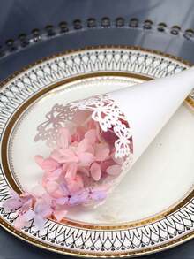 50PCS Butterfly Cone Paper Party Hats, Lace Fringe Edge Flower Paper Cones Birthday Party Decorations - 50 - View 4