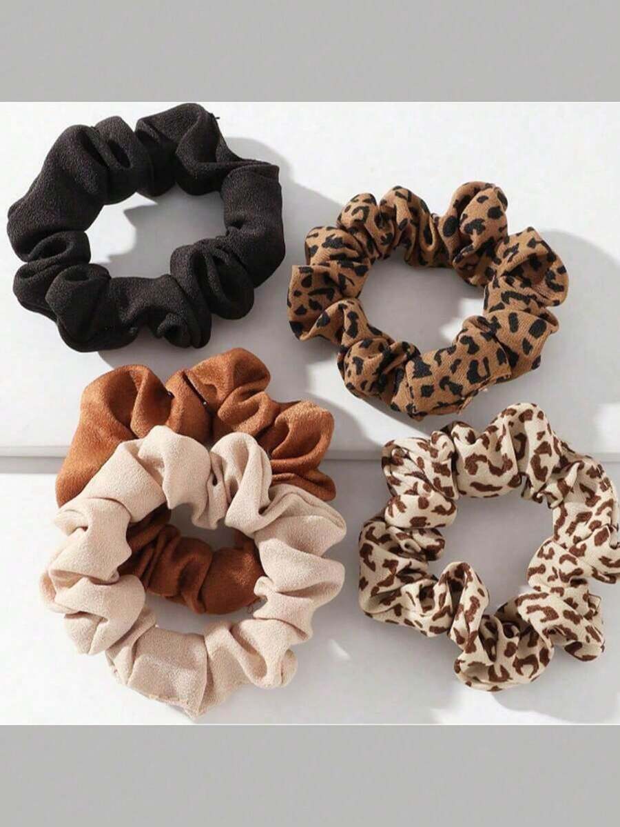 Serie multicolor de dopamina del colon, resaltando el cabello, fresco y lindo, serie de frutas coloridas, accesorios de cabello y scrunchies de tela versátiles, scrunchies de estampado de leopardo, moños de cabello, lazos de cabello - Multicolor - Ver 1