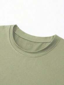 Men's Solid Color Short Sleeve T-Shirt, Comfortable, Breathable, For Summer. - Green - View 11