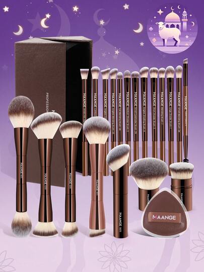 MAANGE 9 قطع/18 قطعة/20 قطعة/28 قطعة طقم فرش مكياج احترافية، تشمل فرش مكياج أنبوب ألومنيوم للوجه وإكسسوارات، مع علبة تخزين من الورق المقوى. تحتوي على فرشاة أساس قابلة للتمدد، فرشاة بودرة الطرف، فرشاة أحمر الخدود، فرشاة تحديد البروز، فرشاة ظلال العيون، فرشاة خلط، فرشاة تمويه. صنعت أدوات المكياج من ألياف ناعمة وصديقة للبشرة، سهلة الحمل، مثالية للسفر. يشمل الطقم مجموعة كاملة من فرش المكياج، طقم فرش المكياج، طقم مكياج، علبة هدايا المكياج، إلخ.