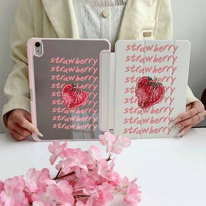 1个Coquette草莓图案iPad保护套，通用智能保护套，兼容iPad - 兼容iPad Air 6/5/4、10（10.9英寸）、iPad Pro 2024/M3/A16 2025 - 优质保护套，适合工作、旅行和居家使用，兼容iPad Air 6/5/4、10（10.9英寸）、iPad Pro 2024/M3/A16 2025